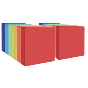 Imagem de Fichário de 3 anéis de 2,5 cm com 2 bolsos internos, fichários básicos de 2,5 cm para escritório / casa / volta às aulas, pacote com 12 (cores sortidas)