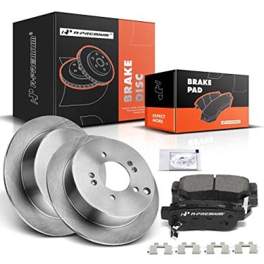 Imagem de A-Premium Kit De Rotores Freio A Disco Sólido Traseiro 11,17" (283,8 Mm) + Pastilhas Cerâmica Compatíveis Com Modelos Hyundai E Kia Selecionados - Para Sportage 2005-2010, Santa Fe 2001-2006, Tucson