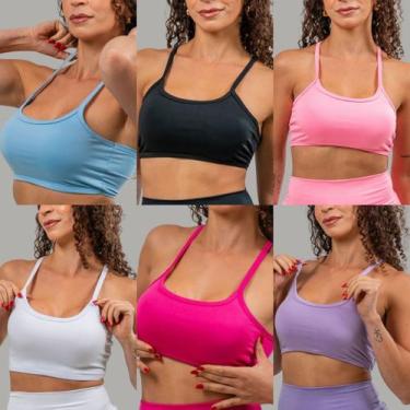Imagem de KIT2 Top Alça Fina Fitness Nadador sem Bojo Liso Sutiã para ValorizarT