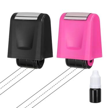 Imagem de PATIKIL 2 peças de carimbos tracejados para prática de linhas de escrita à mão, carimbos de linha de autotinta, tiras de frases de escrita à mão para professores, sala de aula, escritório, casa, preto