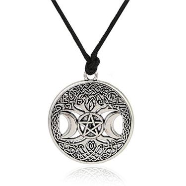 Imagem de Colar com pingente de deusa da lua tripla pentagrama Wiccan