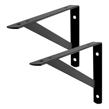 Imagem de Suporte Cantoneira para Prateleiras, 19x12 cm, Mão Francesa Preta, 2 Unidades