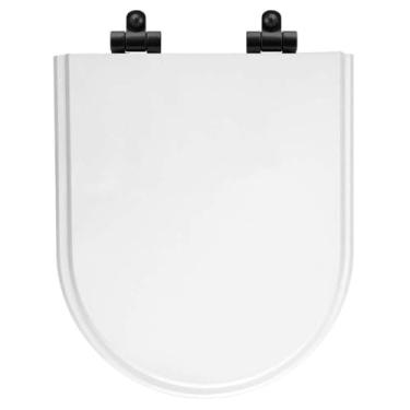 Imagem de Assento Sanitário Poliéster Antibactéria Soft Close Link/lk Branco para Vaso Deca com Ferragem Preta