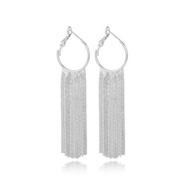 Imagem de WASAIE Brincos femininos com borlas lineares, longos, formais, country, corrente com franja, candelabro, formatura, declaração moderna, para festa, formatura, Latão, Sem pedra preciosa