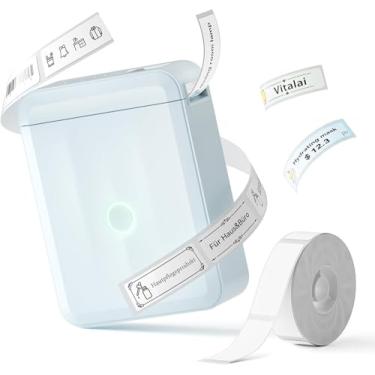 Imagem de D110 Etiquetadora, Mini Impressora Térmica Bluetooth Portátil, Rotuladora de Etiquetas Adesivas para Casa, Escritório, Cozinha e Escola, com Etiquetas de 12 * 40mm - 160pcs/Rolo (Meia Polegada), Azul