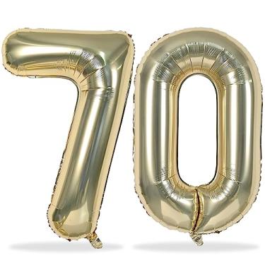Imagem de Champagne Gold Number 70 Birthday Balloons, 40 Inch Large Light Gold Foil Number 7 & 0 Balloons for Women, 70th Birthday Balloons for 70 Year Old Men Anniversary Birthday Party Decorations Supplies