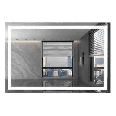 Imagem de Espelho Retangular 90x70 Cm Jateado Led Com Touch Premium(Frio-Horizontal)