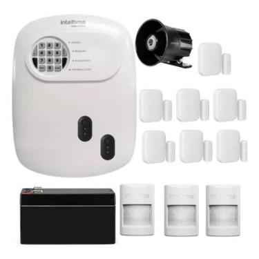 Imagem de Kit Alarme Sem Fio Intelbras 7 Magnéticos, 3 Infravermelhos PET, Bater
