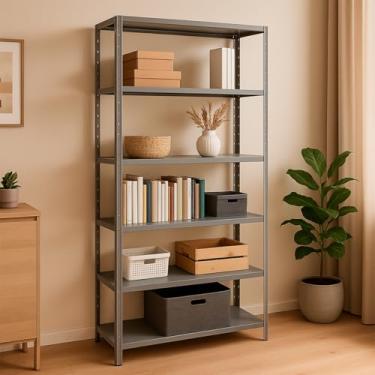 Imagem de Estante Prateleira Armário Industrial De Aço 6 Bandejas Cinza 185x90 Suporta 150kg