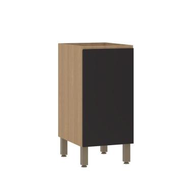 Imagem de Balcão De Cozinha 40cm 1 Porta Sem Tampo Slim Luciane Móveis Freijó/preto