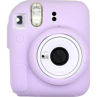 Imagem de BMAOLLONGB Capa para câmera Mini 12, capa de borracha fina e leve de silicone para Fujifilm Instax Mini 12 (roxo, geada)