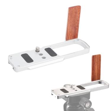 Imagem de GOWENIC L-Forma Suporte Aperto De Madeira para Câmeras Lumix S9, Liga De Alumínio L Forma Handgrip Com Placa De Liberação Rápida e 1/4 "Parafuso Buraco (Cor prateada)