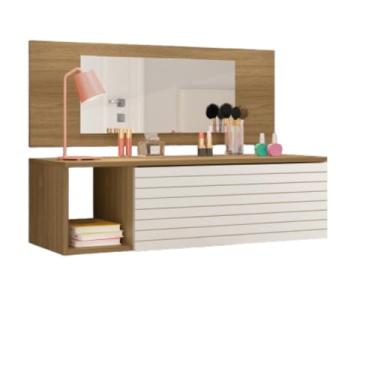 Imagem de Penteadeira Suspensa e Escrivaninha Joy Para Maquiagem E Decoração Com Espelho 1 Gaveta (Nature)