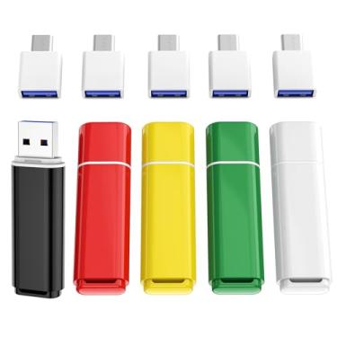 Imagem de ABLAZE Flash Drives USB 3.0 de 128 GB, pacote com 5 adaptadores tipo C, pendrives de 128 GB, pendrives de memória, pendrives para PC/smartphones/computador