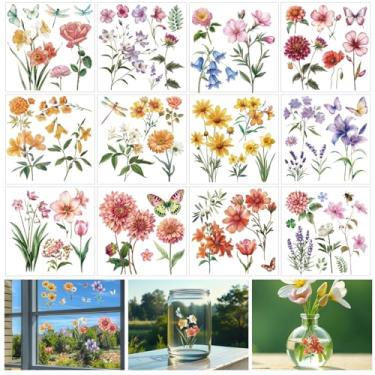 Imagem de beinkmake 12 folhas de transferência floral doce para artesanato 12 × 5,7 cm borboleta silvestre móveis esfregar em transferências adesivo para madeira, vidro, scrapbooking, agendas, planejadores faça