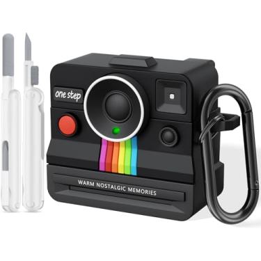 Imagem de Capas femininas retrô para Apple Airpods 4 – Capa feminina VISOOM de silicone para Airpods 4ª geração com kit de limpeza, suporta carregamento Magsafe para iPod Air Pod 4 capas - preta