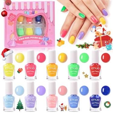Imagem de ETYJO Esmalte infantil – Conjunto de esmaltes não tóxicos de secagem rápida, 10 cores, à base de água, kit de esmalte para meninas a partir de 3 anos. Presente