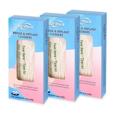 Imagem de Fio dental de esponja fácil de usar para limpeza de pontes de implantes com extremidades de plástico rígido e fio dental de esponja de higiene oral (3)