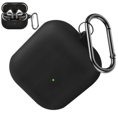 Imagem de Miimall Capa de silicone para Samsung Galaxy Buds 3 e 3 Pro, com clipe, resistente a choques e arranhões, acessórios de cobertura total para homens e mulheres (preto)