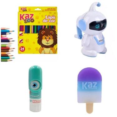 Imagem de Kit com 4 Produtos - Apontador - Borracha - Cola bastão - 24 Lápis de 