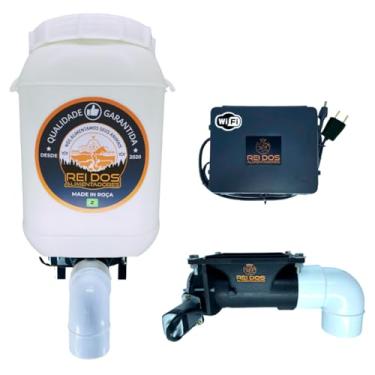 Imagem de Alimentador Automático com Reservatório de Ração de 25 Litros, Programável via Timer WiFi Externo IP65 com App, Ideal para Cachorro Cavalo Bovino Ovelha Cabrito Porco Galinha Pato Coelho Peixe