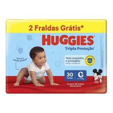 Imagem de Fraldas Huggies Tripla Proteção Mega G Com 30 Unidades 2 Tir