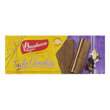 Imagem de Kit c/ 3 Biscoito Wafer Recheio Triplo Chocolate Bauducco