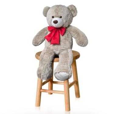 Imagem de ALEPLUSH - Urso De Pelúcia P 50cm Com Laço - Avelã Com Vermelho