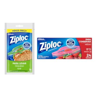 Imagem de Ziploc Saco Hermético Organizador de Geladeira para Alimentos Contém 24 unidades médias e 28 pequenos