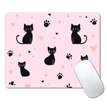 Imagem de Mouse pad fofo rosa preto para mesa, computador portátil pequeno mouse pad para laptop sem fio, 24 cm x 20 cm design base de borracha antiderrapante mousepad superfície lisa para casa, escritório e