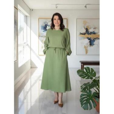 Imagem de Blusa E Saia Midi Conjunto Elegante Chic Evangelica Cristã - Valeria A