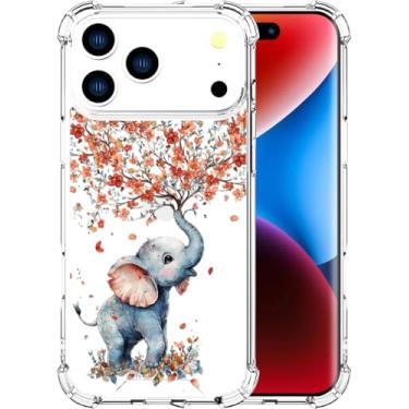 Imagem de ENDIY Compatível com capas Iphonegirl Pro com design, linda capa de telefone transparente para mulheres meninas e meninas com amortecedor protetor resistente (elefante transparente criando flores)