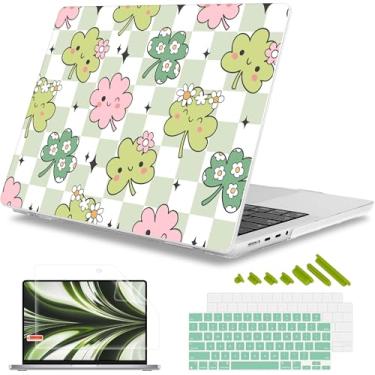 Imagem de Mektron Capa para laptop 2025 MacBook Pro 14 polegadas M4 2024 A3112 A3401 A3185 serve para 2023/2021 M3 A2918 A2992 M2 A2779 M1 A2442 Pro/Max, capa rígida de plástico impresso, Lucky Trevos