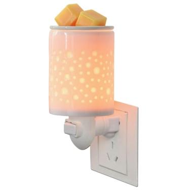 Imagem de kaakuuki Aquecedor de cera com plugue para cera perfumada derretida, aquecedor de vela elétrico, presentes para mulheres (ponto de porcelana branca)
