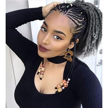 Imagem de CINHOO Dreadlock Extensions Clip em cabelo cacheado curto rabo de cavalo para mulheres negras Ombre Gray Locs Rabo de cavalo, extensões de cabelo de crochê macio para crianças/meninas 15 cm (1B/T