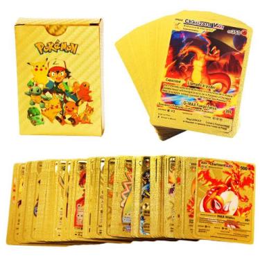 Imagem de Cartas de pokemon 27 Cartinhas Sem Repetição Cards Pikachu, Ouro