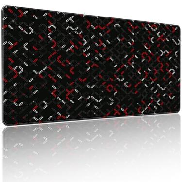 Imagem de Yuansm 90 x 40 cm, mouse pad grande, teclado e mouse pad para computadores domésticos e trabalho e mouse para laptop grande, xadrez vermelho e branco