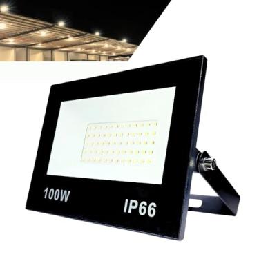 Imagem de Refletor LED Holofote 100W Branco Quente 3000K - IP66 à Prova d’Água Econômico para Jardim, Fachada e Quintal Premium
