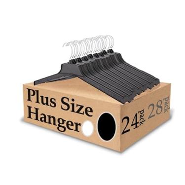 Imagem de King Mills Cabides extra largos para roupas plus size, ganchos para colgar ropa, cabides plus size de 48 cm, ideais para GG, 2GG, camisas, casacos, vestidos, etc. Plástico. Preto.