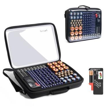 Imagem de Luxtude Estojo organizador de bateria com testador, organizadores de armazenamento de bateria transparente comporta 149, organizadores de suporte de baterias rígidas, organizador de estojo de baterias