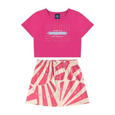 Imagem de Conjunto Blusa Cropped e Short-Saia Bee Loop, Rosa, 4