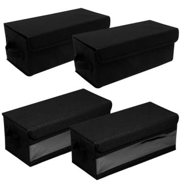 Imagem de Caixa organizadora de disco de grande capacidade para 4 peças, caixa organizadora de discos não tecida com tampa e alça para uso no escritório