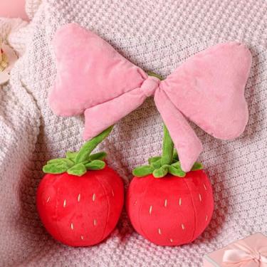 Imagem de AceOrbit Travesseiros de morango com laço pequeno, supermacios, tema de coquete, baga, doce, morango, decoração de festa para verão, frutas, aniversário, doce, chá de bebê, casamento, chá de panela