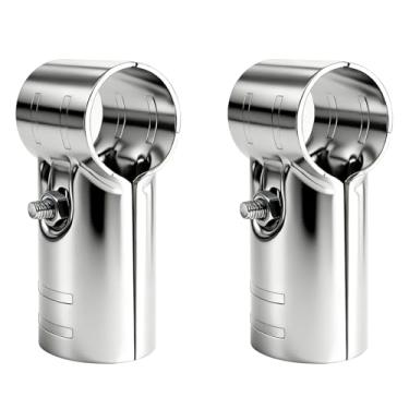Imagem de HKATOPS Braçadeiras de conector de tubo T, 2 conjuntos de 32 mm (OD.1-1/10.2 cm) braçadeira de cerca de tubo de aço inoxidável braçadeira de trilho de encaixe de canto