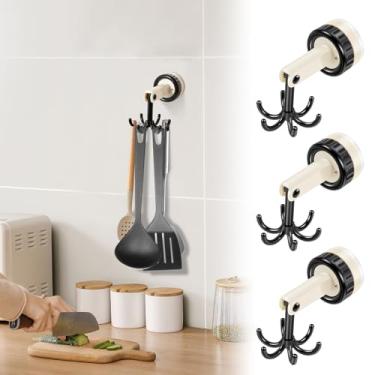 Imagem de Gancho dobrável giratório de 360 graus, 3 peças de gancho de sucção múltipla com ventosa, 2025 ganchos de suporte multiuso para utensílios de pendurar gancho vertical, gancho de utensílios de cozinha