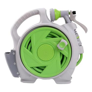 Imagem de Fenteer Conjunto de carretel de mangueira de jardim com carrinho para tubos de água, alto desempenho, fácil de usar, economizador de espaço, conjunto de, Verde