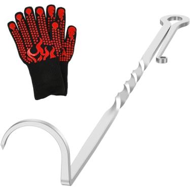 Imagem de LCZNXJJY Flipper de comida para churrasco, flipper de gancho de carne, gancho de aço inoxidável para churrasco com cabo longo e cauda pontiaguda, flipper de comida rabicho virando legumes e carne