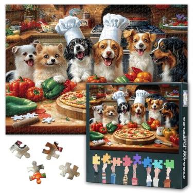 Imagem de 1000 Piece Jigsaw Puzzle for Adults, Dogs in Chef Hats Family Puzzles, Funny Kitchen Jigsaw Puzzles, Pizza and Dog Challenge Puzzle for Friends' Gathering Games, Fun to Assemble(50.5x70.5cm)