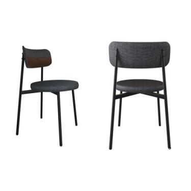 Imagem de Conjunto 2 Cadeiras de Jantar Kyta Tecido Mesclado Est.Preta - Metalig
