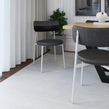 Imagem de Conjunto 2 Cadeiras de Jantar Kyta Tecido Mesclado Est.Branca - Metali